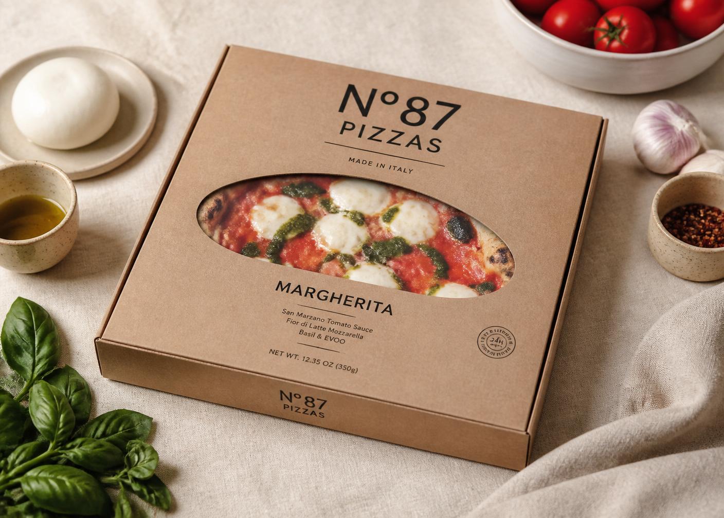 Pizza congelada artesanal em embalagem